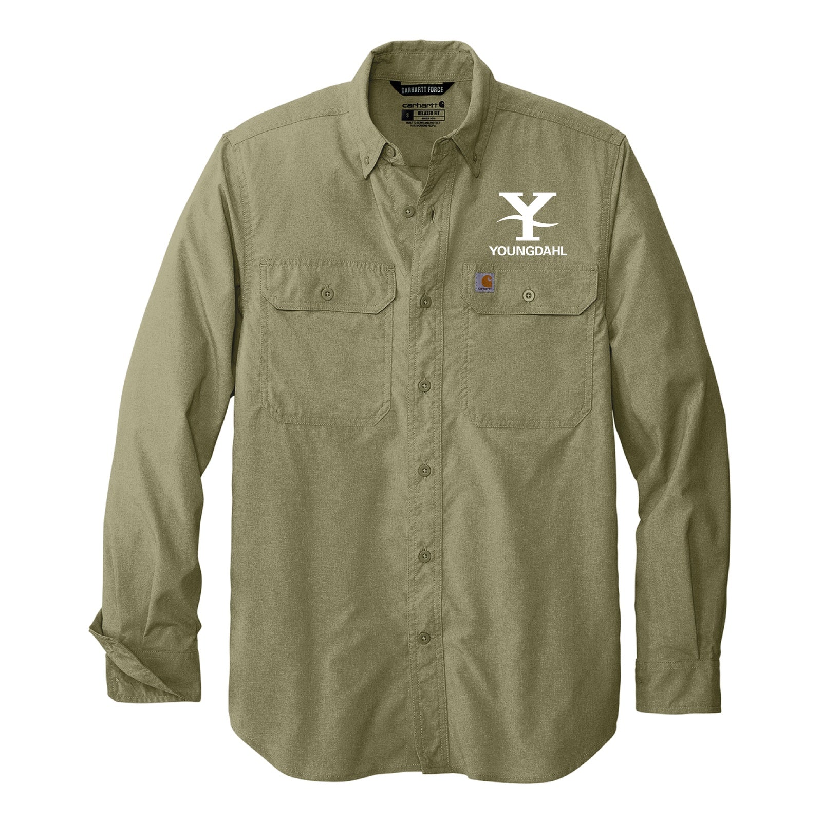 Youngdahl Carhartt Force Solid Long Sleeve Shirt - Burnt Olive
