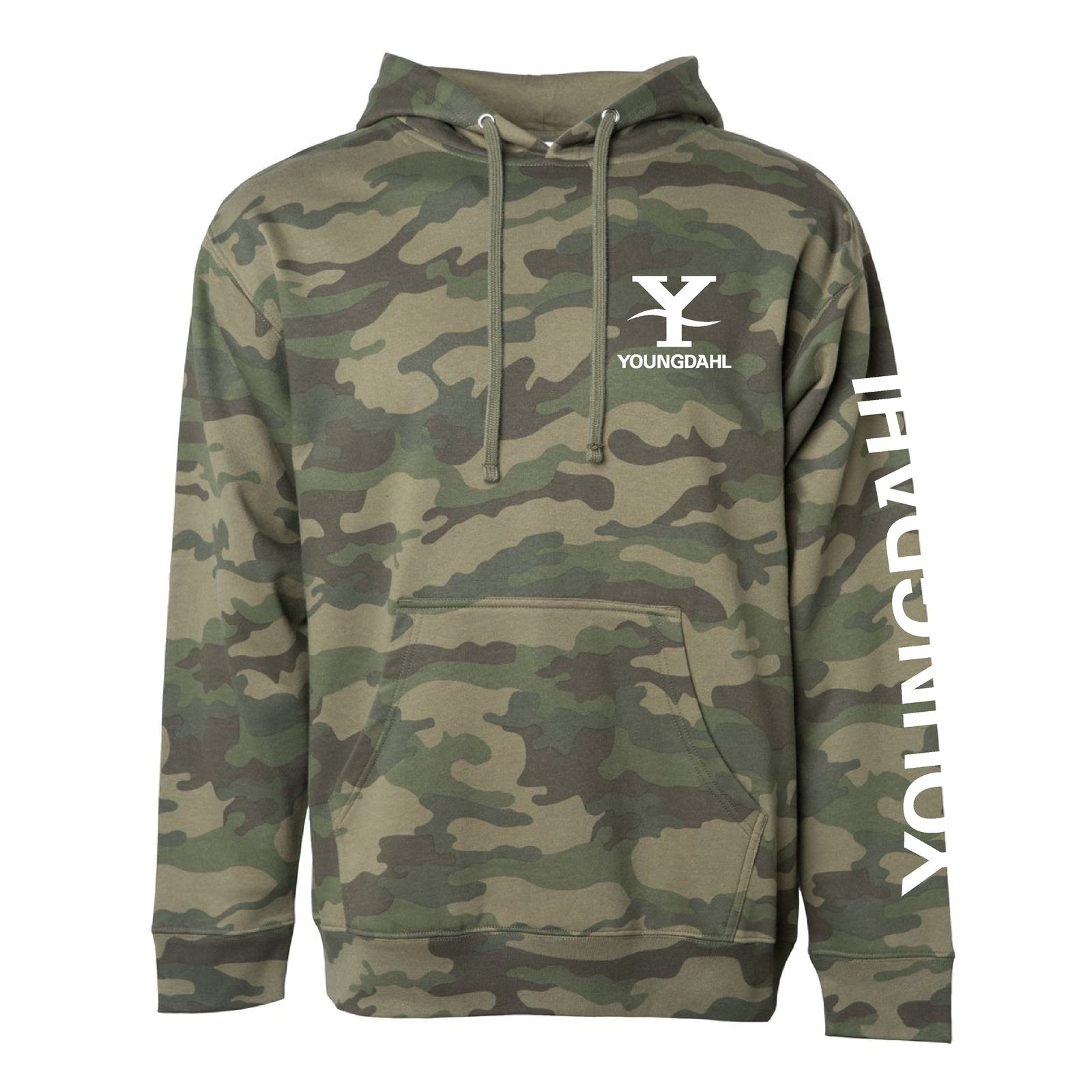 Youngdahl Independent Trading Co. Midweight Hoodie - Forest Camo - White Logo