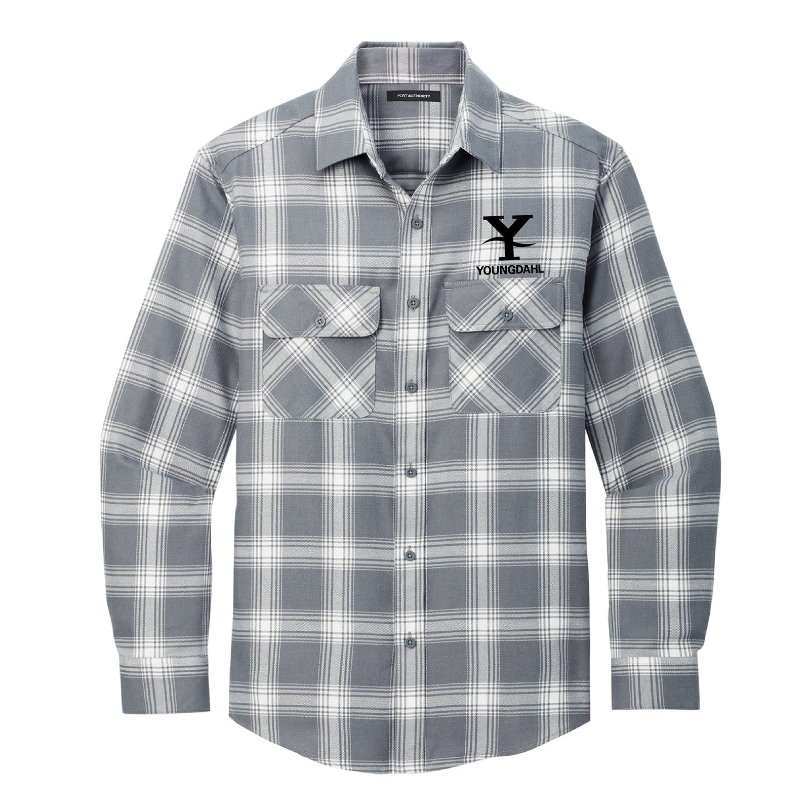 Youngdahl Port Authority Plaid Flannel Shirt - Grey/Cream Open Plaid