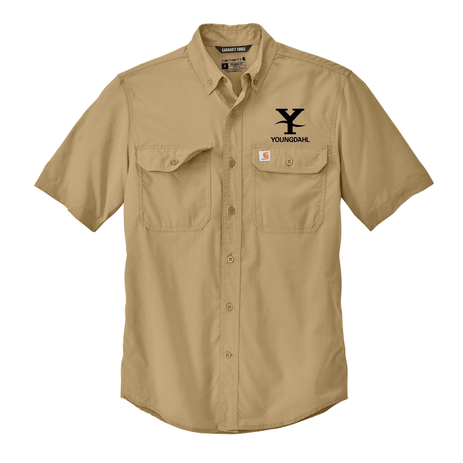 Youngdahl Carhartt Force Solid Short Sleeve Shirt - Dark Khaki