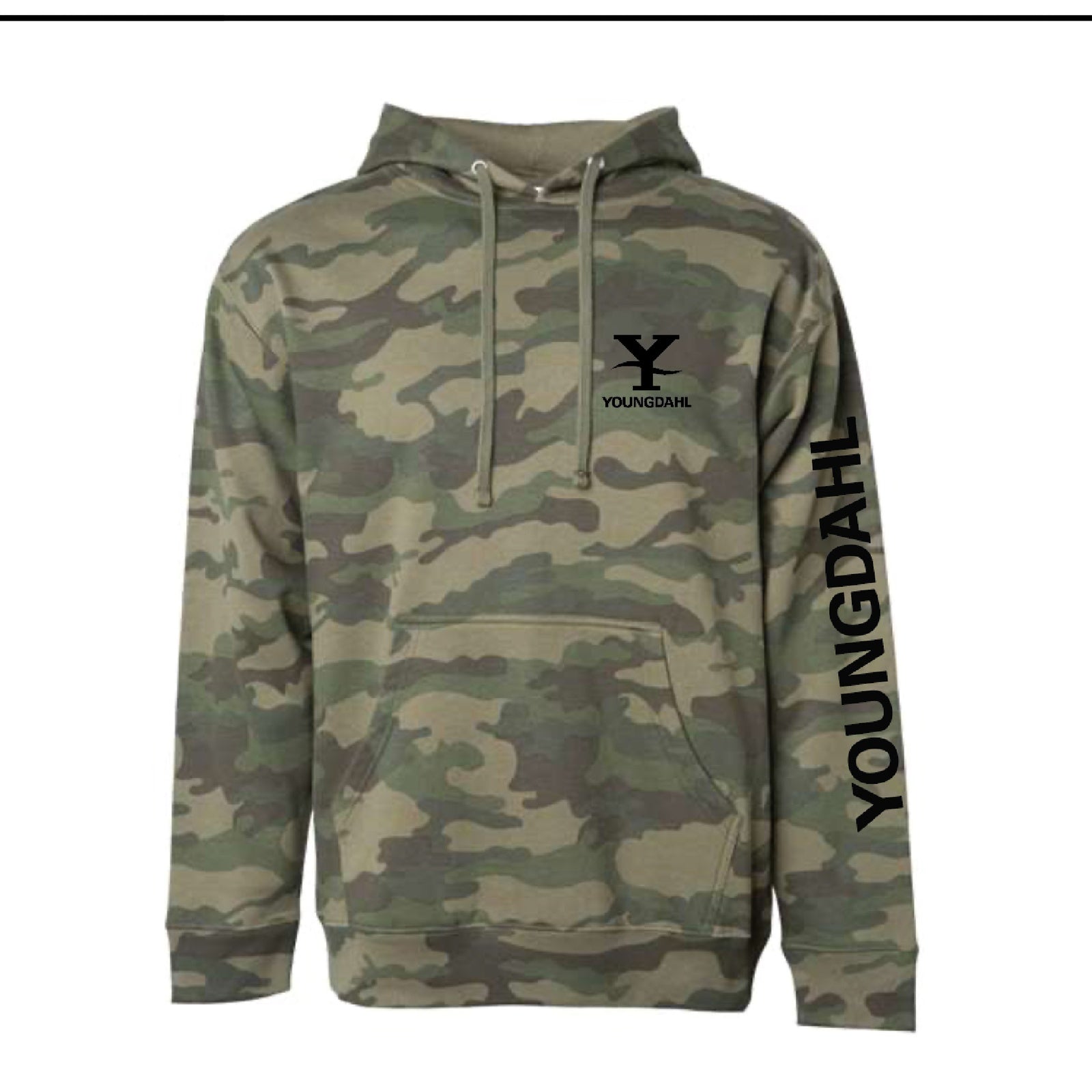 Youngdahl Independent Trading Co. Midweight Hoodie - Forest Camo - Black Logo