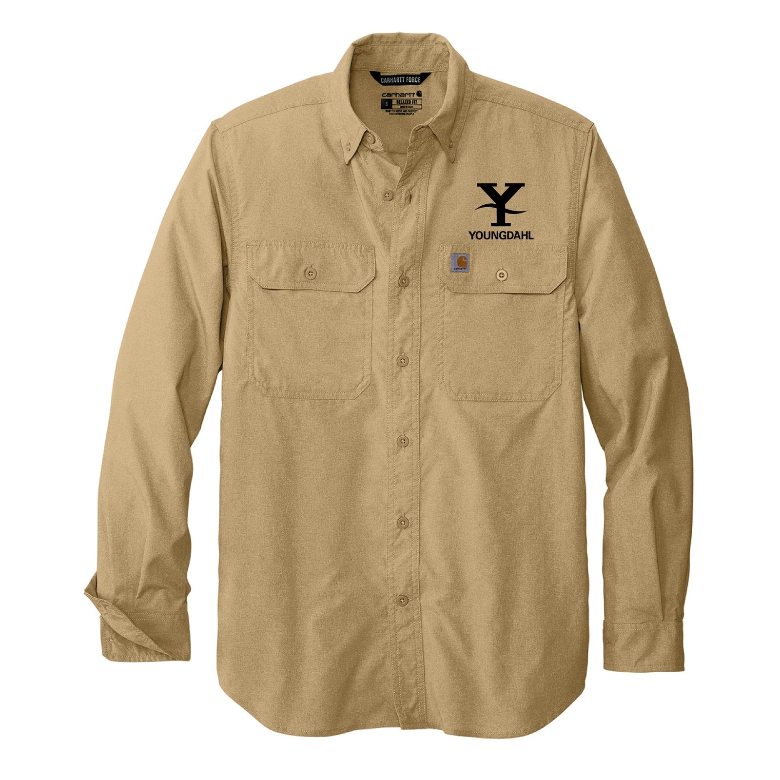 Youngdahl Carhartt Force Solid Long Sleeve Shirt - Dark Khaki