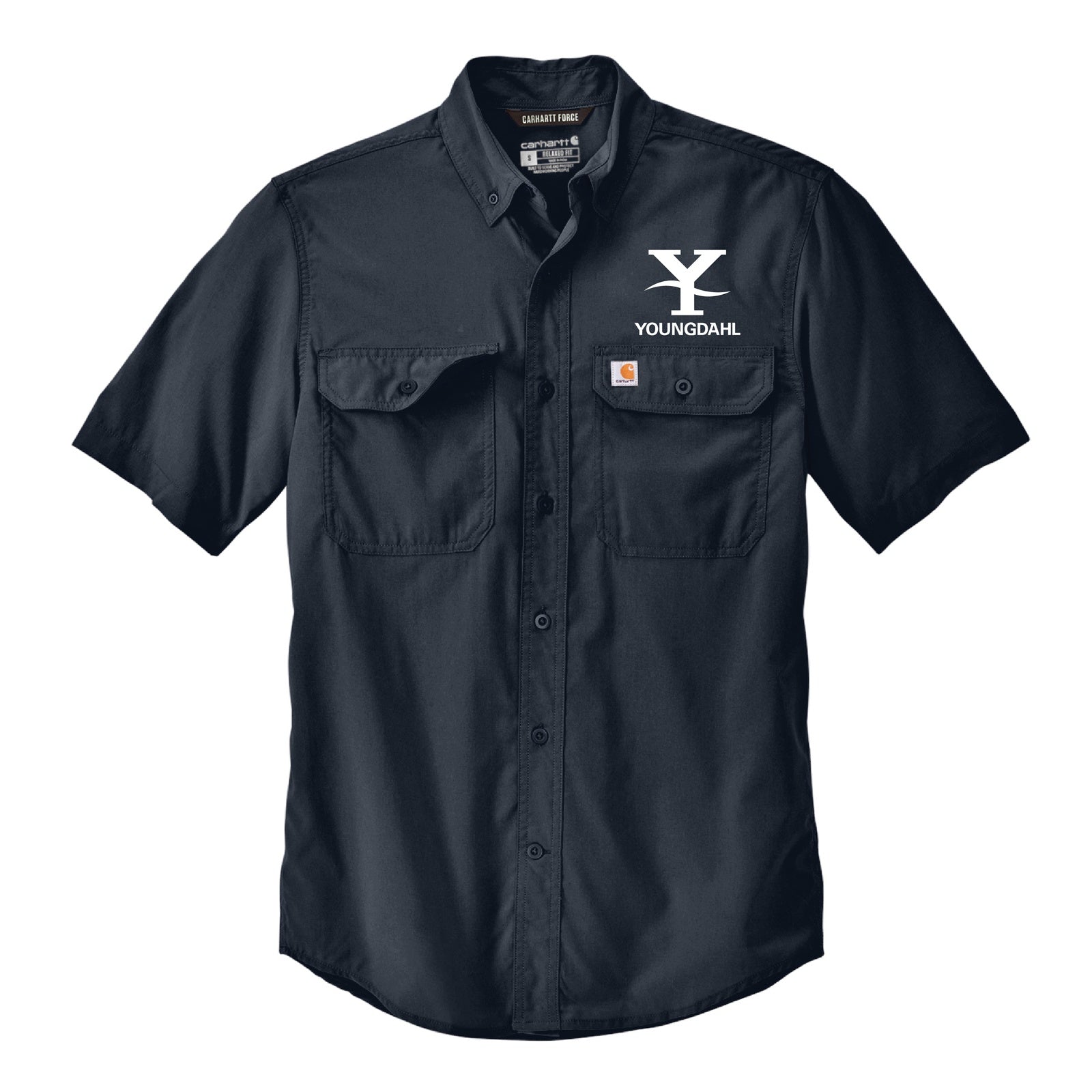 Youngdahl Carhartt Force Solid Short Sleeve Shirt - Navy